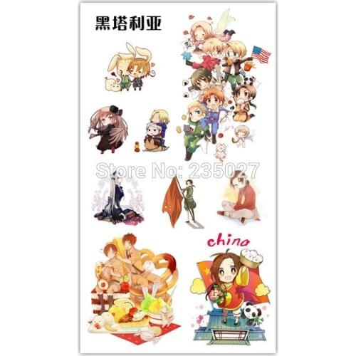 100 sheets/lot Axis Power Hetalia Tattoo Stickers Tattoos Paper For Kids Body Arm Anime Sticker