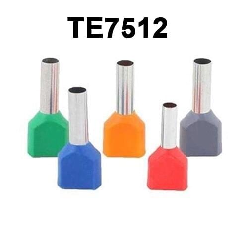 100PCS TE7512 Wire Ferrules Sleeve Double Cord End Terminal Copper Insulated Crimp Splice Terminal For 2 X 0.75mm2