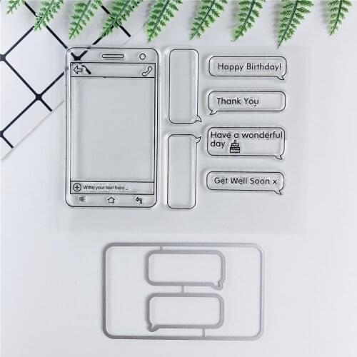 15*11 Phone Transparent Clear Stamps and Cutting Dies Set/Seal For DIY Scrapbooking/Bullet Journal Rubber Stamps Photo Album