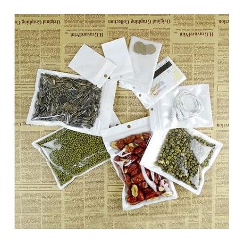 16*24cm 1750Pcs/Lot White / Clear Self Valve Ziplock Plastic Packing Bag W/ Hanging Hole Zip Lock Storage Poly Packaging Bag