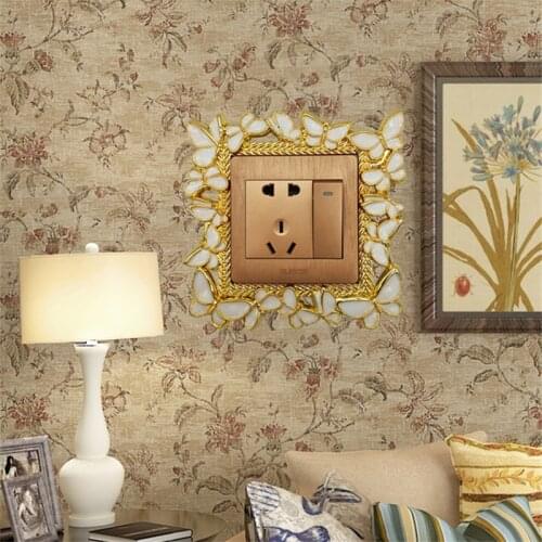 2021 European style dustproof butterfly switch stickers decorative stickers childrens room cartoon switch protective cover