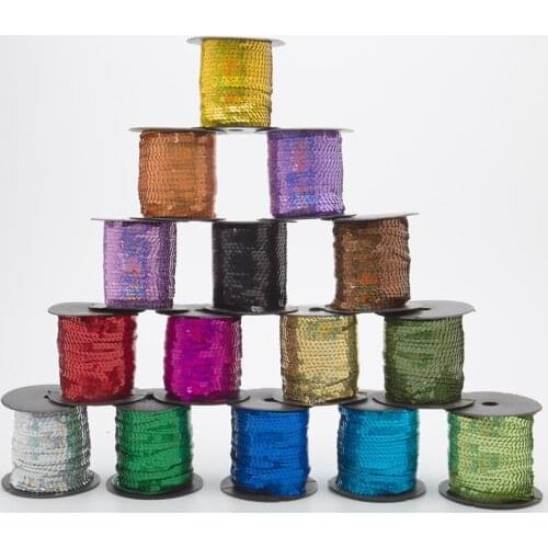 100yards/lot 6mm multicolor PVC Sequins Sequin Band Webbing Ribbon Cord Rope for Clothes Tailor Sewer Sewing Craft Gift