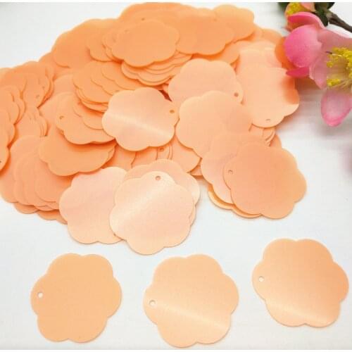 50g/lot Matte Orange Flat Flower PVC Sequins 26mm Plum Blossoms With 1 Side Hole Loose Sewing Sequins For Crafts