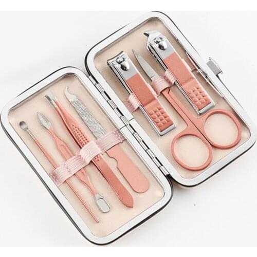 7 PCS Portable Nail Clippers Kit Stainless Steel Hand Facial Foot Care Nail Cutter Scissor Tweezer Manicure Pedicure Tools Set
