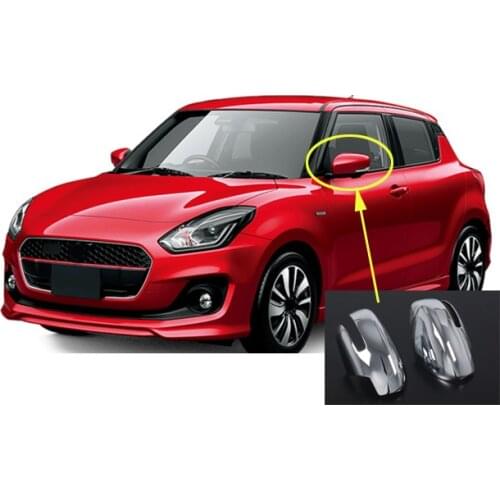 ABS Chrome 2pcs Exterior Side Door Rear View Mirror Cover Cap Trim For Suzuki Swift Hatchback 2018-2019 Auto Accessories