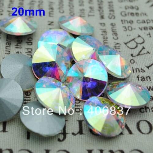 Free Shipping! 100pcs/Lot, Good Quality 20mm Crystal AB Rivoli Crystal