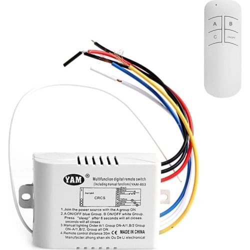 Wireless 3 Channel ON/OFF Lamp Remote Control Switch Receiver Transmitter U4LA