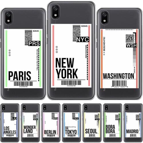 Fly Ticket Template New York Silicone Case For Coque Xiaomi Mi A1 A2 Mi 8 Pro Redmi 5 Plus Note 10 8 7 4 4X 5 6 Pro Soft Cover