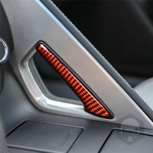 Center Handle Side Cover Decoration Trim Sticker for Chevrolet Corvette C7 2014-2019 Carbon Fiber LHD 2pcs Red Car Accessories