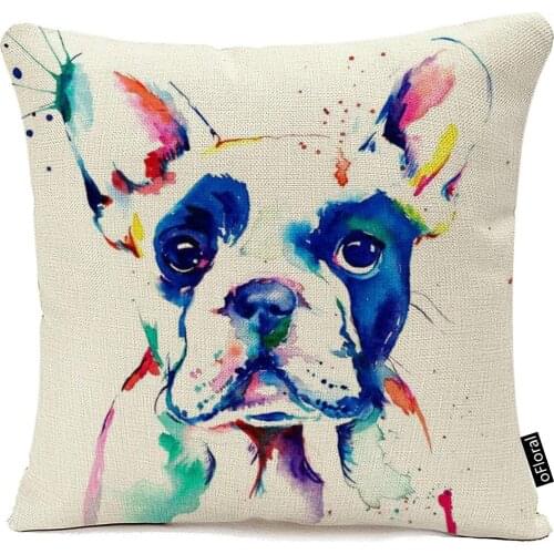 Decorative Watercolor Art Dog Square Throw Pillow Cases Protectors Cushion Covers for Sofa Home Decor 18 X 18 Inches Pillow