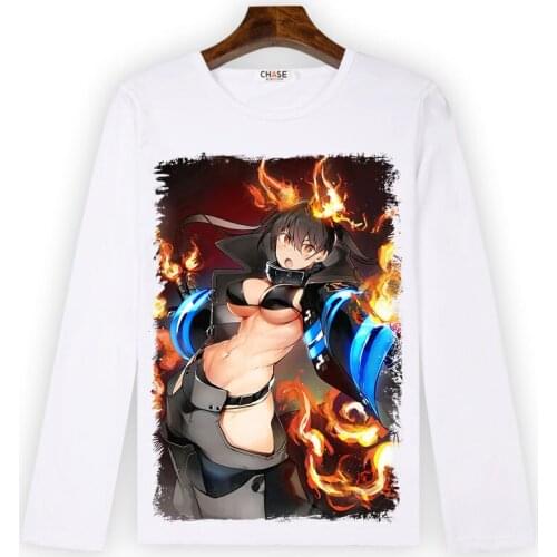 Fire Force Cosplay T Shirt Shinra Kusakabe Cartoon T-Shirt Spring Autumn Long Sleeve Casual Top Tee tshirt Outwear Costume