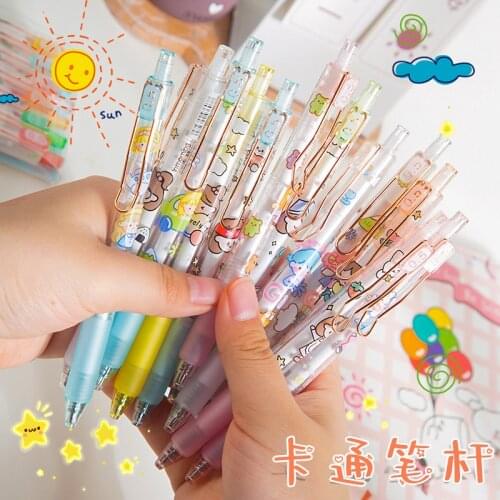 6PCS Gel Pens 0.5mm For Writing Kawaii Funny Stationery For School 2021 Cute Supplies Back To School
