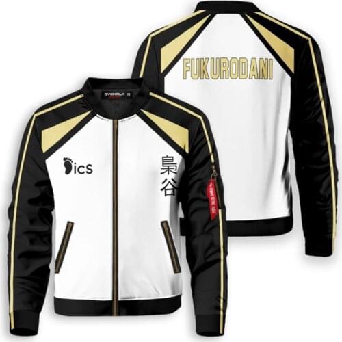 Haikyuu!! Fukurodani Akaashi Keiji Uniform Bomber Jacket Spring Autumn Flight Coat Cosplay Volley Ball Team Jersey Sportswear