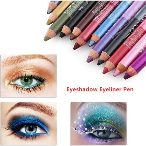 Highlighter Glitter Eyeshadow Eyeliner Pen Durable Waterproof Sweatproof Single/Double Color Eyes Cosmetics Pencil Makeup Tools