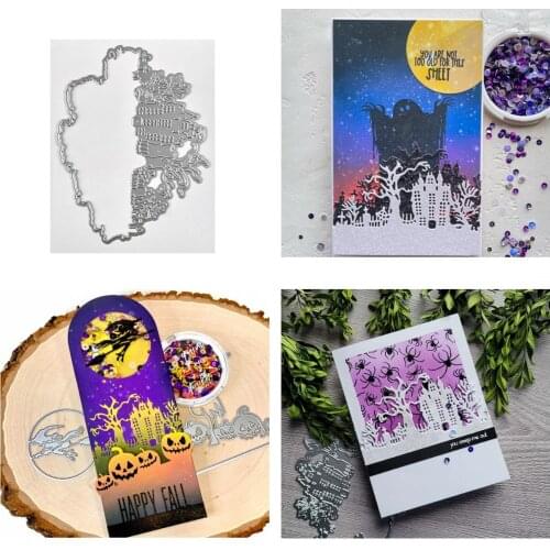 Halloween Graveyard Cover Plate Metal Cutting Dies Scrapbook Diary Decoration Embossing Template DIY Greeting Card Handmade 2021