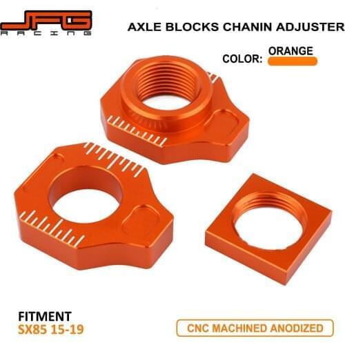 Motorcycle CNC Orange & Blue Aluminum Rear Chain Adjuster Axle Blocks Set For KTM SX85 FREERIDE 250F 250R 350 HUSQVARNA TC85