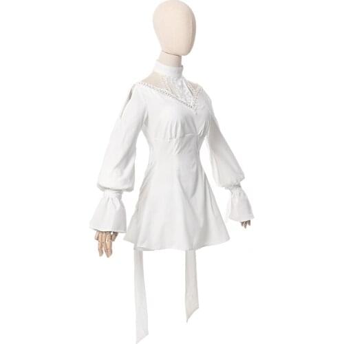 Game FINAL FANTASY XIV Ryne Minfilia Cosplay Costume Women Girls White Cute Lace Dresses Christmas Party Uniform Suits Clothing