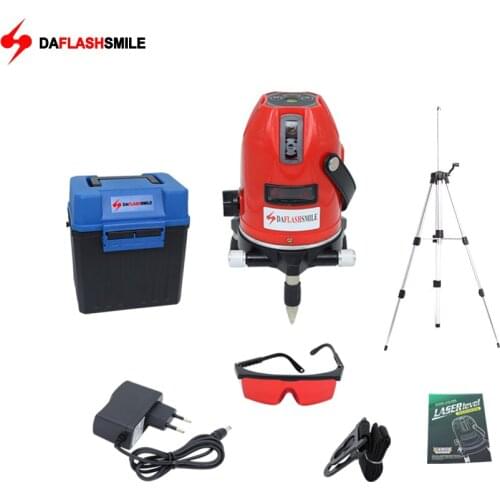 Laser Line 5 Lines 6 Points 360 Vertical & Horizontal Rotary Cross Laser Level Used Indoor Outdoor with Receiver
