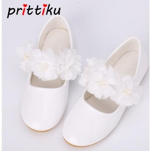 Baby Toddler Girl White Fashion Flats Little Kid Mary Jane PU Leather Loafers Big Children Party Wedding Bridesmaid Dress Shoes