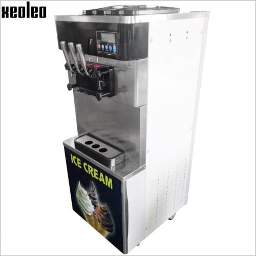 XEOLEO Ice cream machine Soft Ice cream maker 25L/h Vertical Yogurt machine 3-flavor Ice cream maker 200W Silver/Orange 110/220