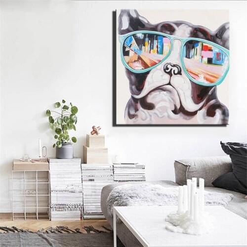 Large Size 70x70cm Pop Dog Wall Posters Unframed Abstract Colorful Dogs Painting Print On Canvas Animals Cuadros Pictures
