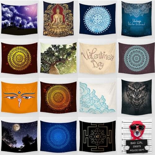 Moonlight beauty sky blue Mandalay cartoon dog pattern wall decor wall art tapestry small rectangle wall hanging tapestry