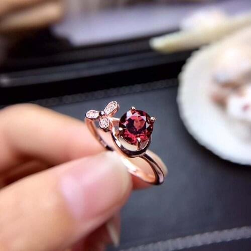 Natural Red Garnet Gemstone Ring Real 925 Sterling Silver Fashion Fine Jewelry for Women 【FS Jewelry