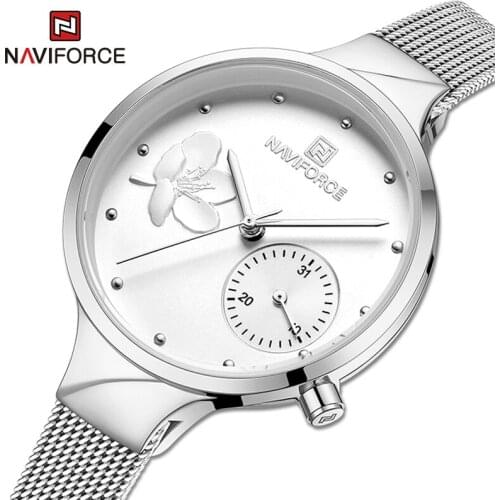 NAVIFORCE Luxury Brand Watches for Women Fashion Elegant Ladies Quartz Wrist Watch Female Steel Band Waterproof Clock Bracelet