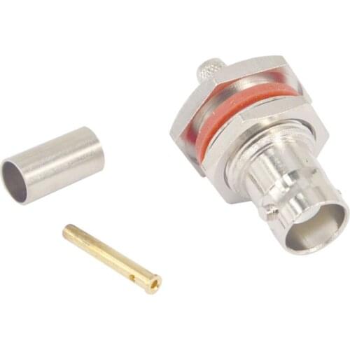 2 Pieces BNC female crimp RF connector BNC female crimp Jack for RG58 RG142 LMR195 coaxial cable