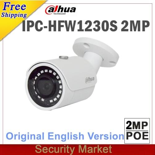 Original dahua english version IPC-HFW1230S 2MP Mini Bullet Network Camera CCTV IP with POE IR 30m DH-IPC-HFW1230S