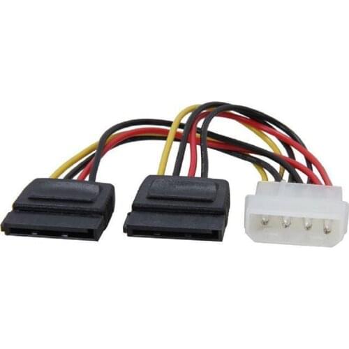Molex to SATA Power Y Splitter Adaptor Cable Lead 2 Way 4 Pin To 2 x 15 Pin Splitter Conversion For Convert / split standard