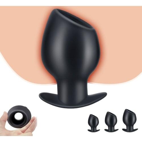 Hollow Butt Plugs Vagina Dilator Speculum Prostate Massage Huge Silicone Anal Sex Toys 60° Angle Outdoor Anus Plug Gay Douche
