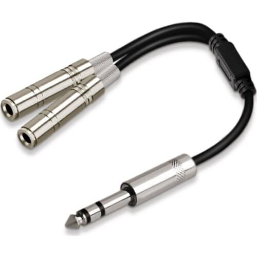 6.35mm 1/4 Inch Stereo Jack Splitter Cable Adapter Lead Plug to Double 6.35mm Sockets