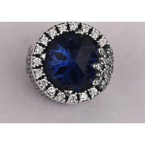 Authentic S925 DIY Jewelry Dazzling Snowflake Charms fit Lady Bracelet Bangle Twilight Blue Crystals & Clear CZ