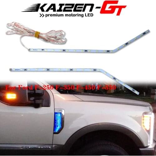 Blue LED 18-SMD truck model Side Fender Emblem Background Lighting Strips For 2017-2020 Ford F-250 F-350 F-450 F-550 Super Duty