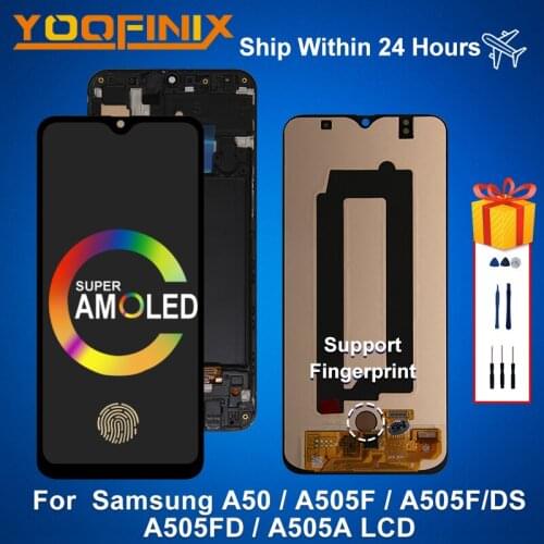6.4"Super AMOLED For Samsung Galaxy A50 LCD A505 SM-A505FN/DS A505F/DS Display Digitizer Replacement Parts For Samsung A505F LCD