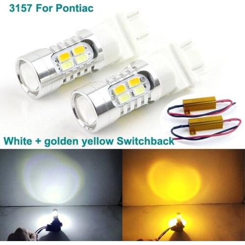 For Pontiac G3 G6 G8 GTO Vibe Excellent Ultra bright 3157 Dual Color Switchback LED DRL Parking front Turn Signal light Bulbs