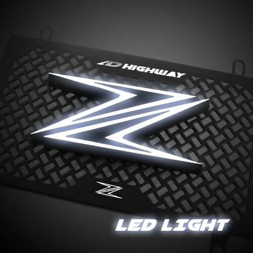 For Kawasaki Z300 Z250 LED Light Bumb Motorcycle Radiator Grille Cover Guard Aluminum Oil Cooler Protection Protetor