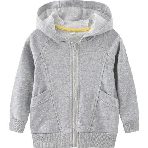 2020 New Childrens Clothing Hooded Sweater Childrens Blank Sweater Pure Color Autumn Zipper Hooded