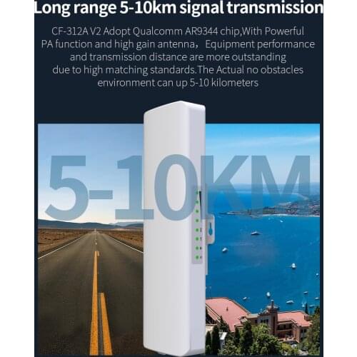 In Stock High Power Outdoor WIFI Router 5.8Ghz Wi fi Access Point CPE 5KM 48V POE Bridge 2*14dBi Antenna Wireless Wi fi Repeater