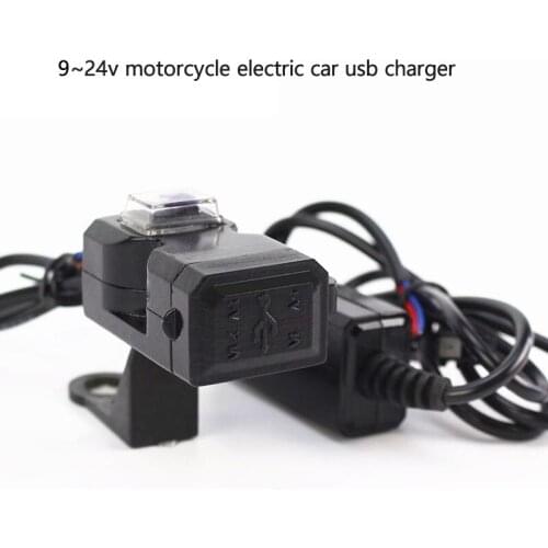 Waterproof Dual USB 12V Motorcycle Handlebar Charger Socket Switch Mounts