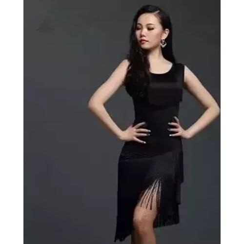 Women Latin Dance Tops+Tassel Skirt Suit Sexy Lady Cha Cha Tango Ballroom Sumba Latin Dance Costumes Latin Skirt Dance Woman 42