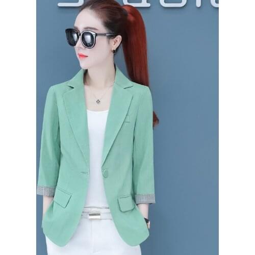 Spring Summer Women Blazers Jackets Casual Business Office Lady Blazer Suit Thin 3/4 Sleeve Coat Outwear Clothes Female Tops 749