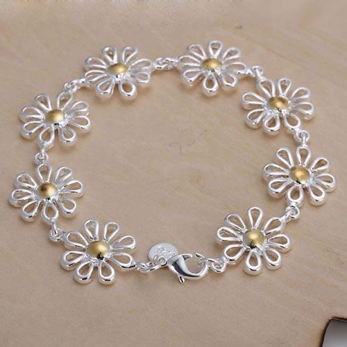 DT-H069 Hot Sale Silver Color Bridal Jewelry Bracelet For Women,Wholesale Christmas Gift Charm Fashion Chrysanthemum Bracelet