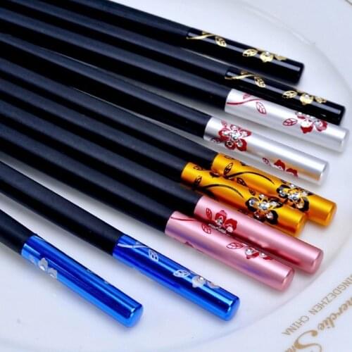 10 Pairs/Set Chinese Metal Chopsticks Non-slip Stainless Steel Chop Sticks Set Reusable Food Sticks Sushi Hashi Baguette