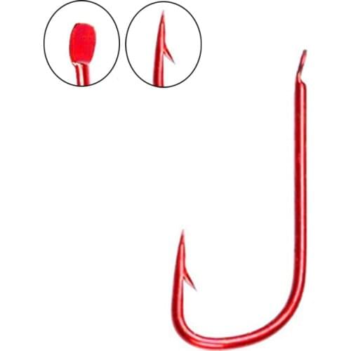 [ 100PCS/Lot ] Red Color Small Fish Hook Sabiki Barbed Fly Tying Hooks Tiny Size 0.5 0.8 1 2 3 4 5 6