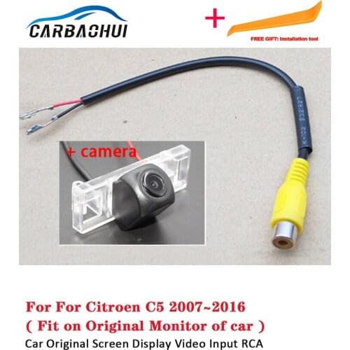 Car Rear Camera For Citroen C5 2007~2016 riginal Video Input Switch RCA Adapter Connector Convertor Wire Cable car camera
