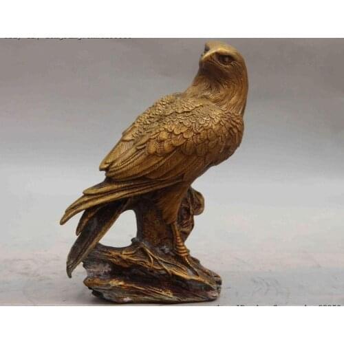 Free shipping 23cm Pure Bronze Copper FengShui Hawk Eagle Bird Ferocity King Of Birds Animal Statue off 50