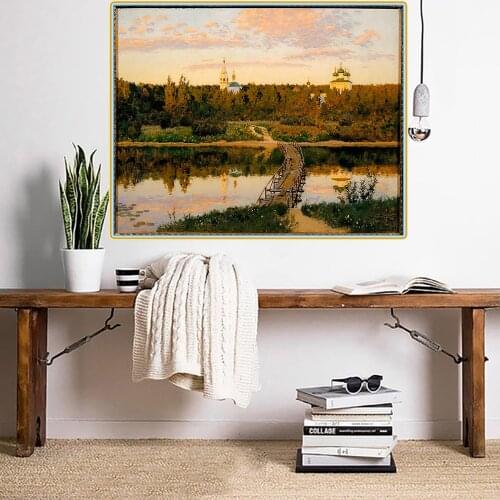 Citon Levitan Isaak Iliich《Church in the forest》Canvas Oil Painting Artwork Poster Picture Modern Wall Decor Home Decoration