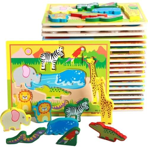 Wooden Hand-held Panel Toys Children Cognitive Shape Color Match Fruit Animals for Kid Early Education 2-5 Years Old Toy Gifts